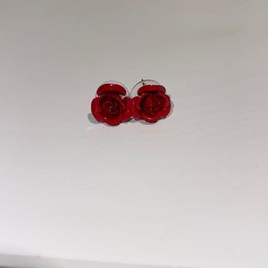 Red rose earrings